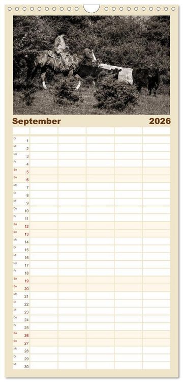 Produktbild: Familienplaner 2026 - Westernreiten mit 5 Spalten (Wandkalender, 21 x 45 cm) CALVENDO