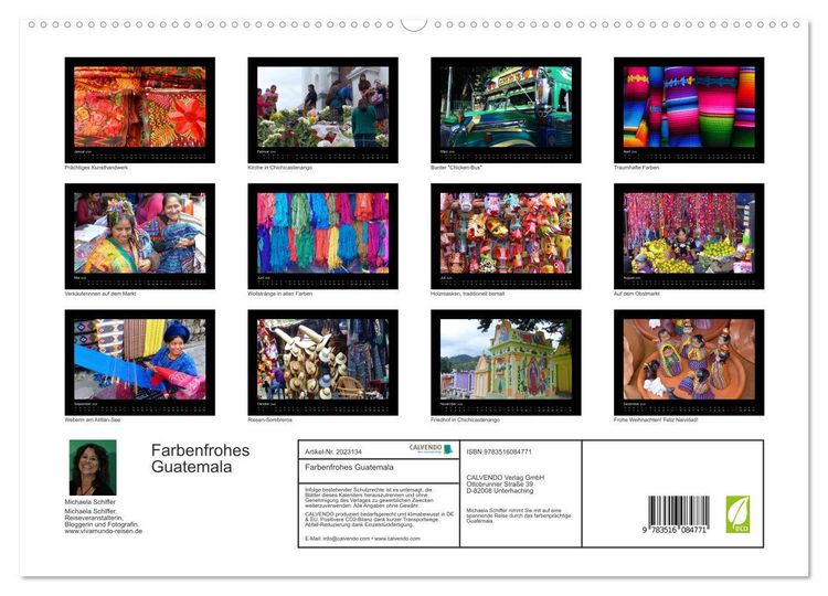 Produktbild: Farbenfrohes Guatemala (hochwertiger Premium Wandkalender 2026 DIN A2 quer), Kunstdruck in Hochglanz