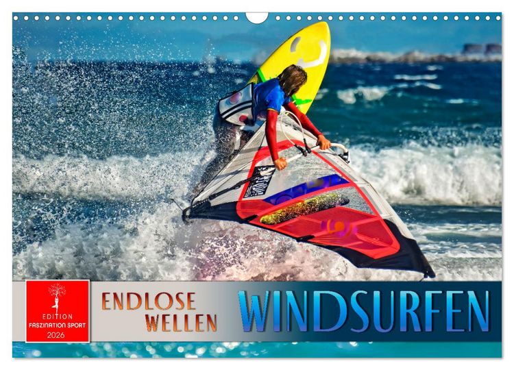 Produktbild: Windsurfen - endlose Wellen (Wandkalender 2026 DIN A3 quer), CALVENDO Monatskalender