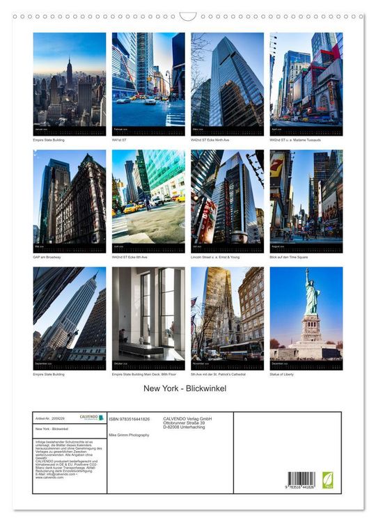 Produktbild: New York - Blickwinkel (Wandkalender 2026 DIN A2 hoch), CALVENDO Monatskalender