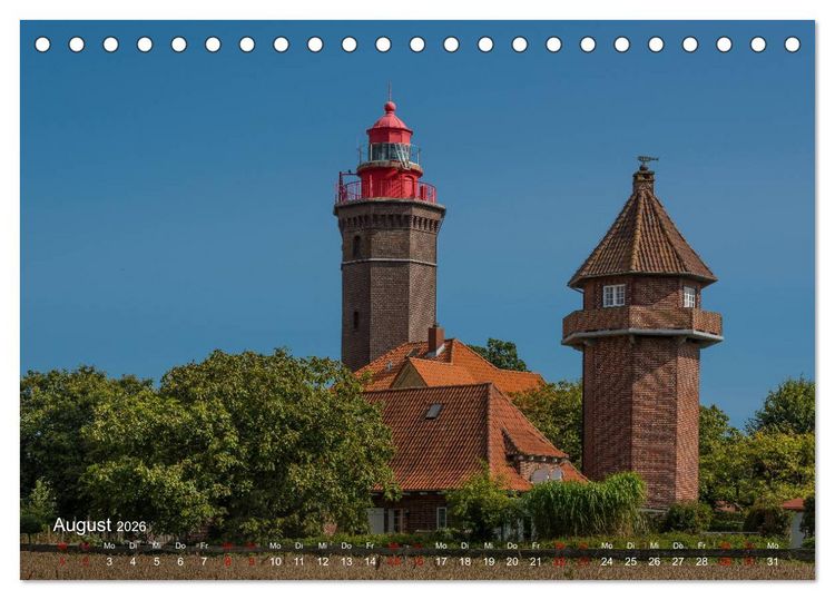 Produktbild: Die sch&ouml;nsten Leuchtt&uuml;rme - Deutsche Ostsee (Tischkalender 2026 DIN A5 quer), CALVENDO Monatskalender