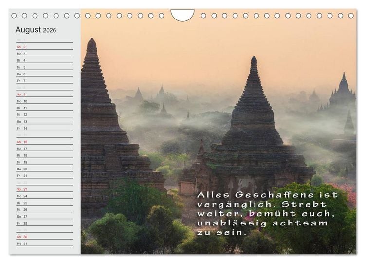 Produktbild: BUDDHA Buddhistische Weisheiten (Wandkalender 2026 DIN A4 quer), CALVENDO Monatskalender