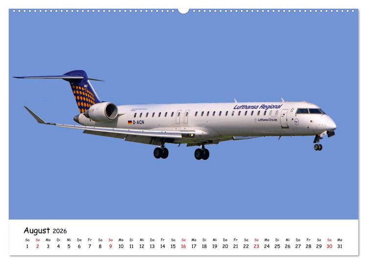 Produktbild: Flugzeuge am blauen Himmel (hochwertiger Premium Wandkalender 2026 DIN A2 quer), Kunstdruck in Hochglanz