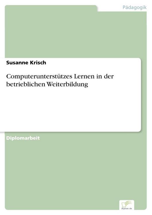 Produktbild: Computerunterst&uuml;tzes Lernen in der betrieblichen Weiterbildung