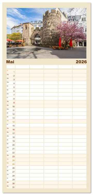 Produktbild: Familienplaner 2026 - Bonn Impressionen mit 5 Spalten (Wandkalender, 21 x 45 cm) CALVENDO