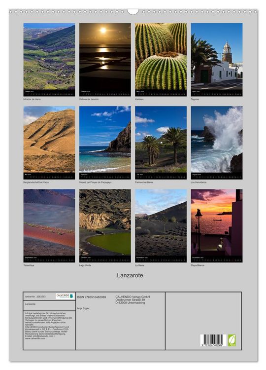 Produktbild: Lanzarote (Wandkalender 2026 DIN A2 hoch), CALVENDO Monatskalender