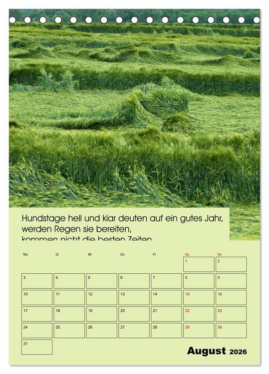 Produktbild: Wetter-Regeln der Bauern (Tischkalender 2026 DIN A5 hoch), CALVENDO Monatskalender