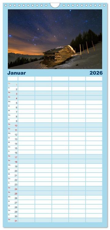 Produktbild: Familienplaner 2026 - Welt unter Sternen mit 5 Spalten (Wandkalender, 21 x 45 cm) CALVENDO