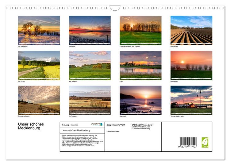Produktbild: Unser sch&ouml;nes Mecklenburg (Wandkalender 2026 DIN A3 quer), CALVENDO Monatskalender
