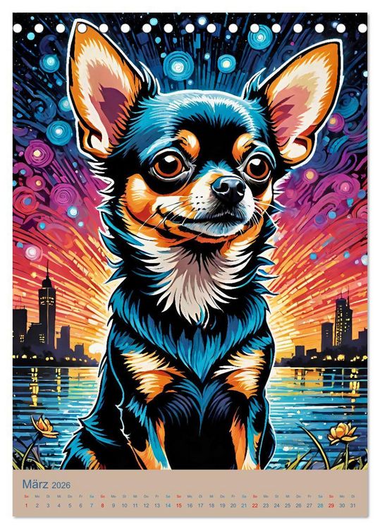 Produktbild: Chihuahuas. Kunstvolle Portr&auml;ts der kleinen Hunde (Tischkalender 2026 DIN A5 hoch), CALVENDO Monatskalender