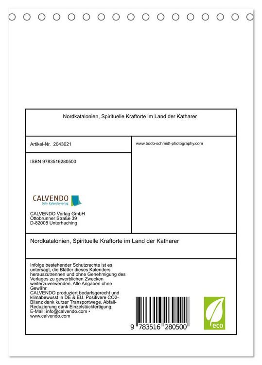 Produktbild: Nordkatalonien, Spirituelle Kraftorte im Land der Katharer (Tischkalender 2026 DIN A5 hoch), CALVENDO Monatskalender