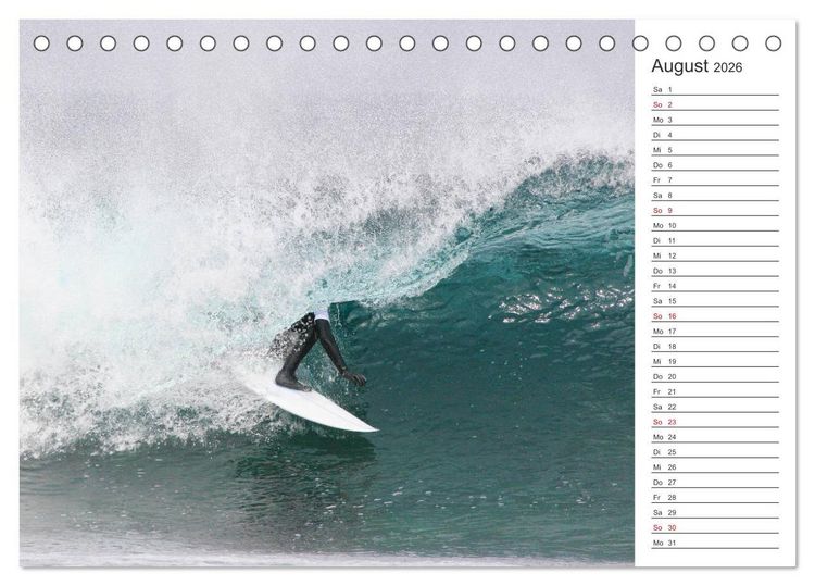 Produktbild: Surfen - Spa&szlig; auf den Wellen (Tischkalender 2026 DIN A5 quer), CALVENDO Monatskalender