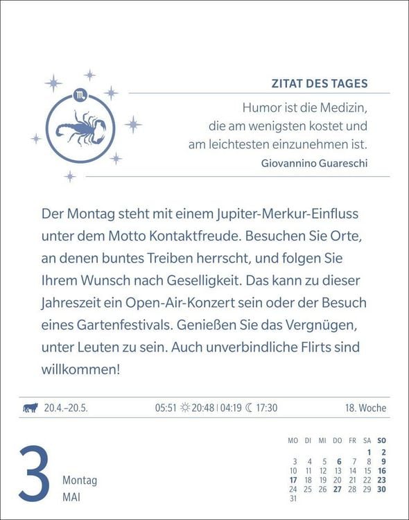 Produktbild: Skorpion Sternzeichenkalender 2027 - Tagesabrei&szlig;kalender - Ihr Horoskop f&uuml;r jeden Tag