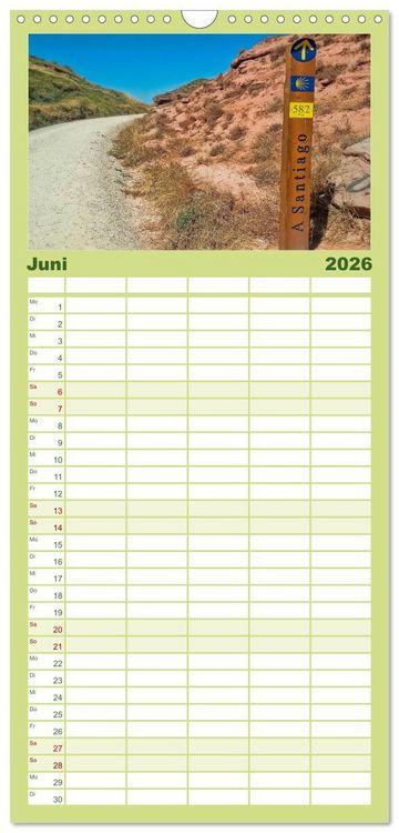 Produktbild: Familienplaner 2026 - Jakobsweg - pilgern auf dem Camino de Santiago mit 5 Spalten (Wandkalender, 21 x 45 cm) CALVENDO
