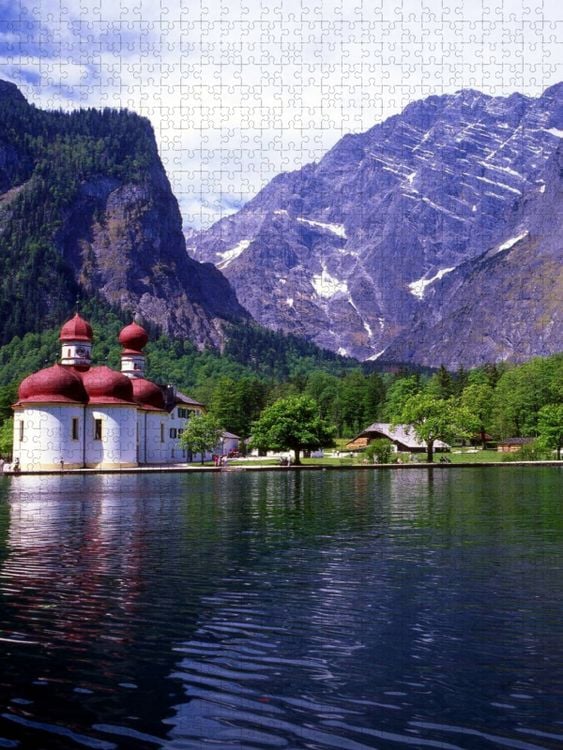Produktbild: CALVENDO Puzzle K&ouml;nigssee am Fu&szlig;e des Watzmann | 1000 Teile Lege-Gr&ouml;&szlig;e 64x48cm Foto-Puzzle f&uuml;r gl&uuml;ckliche Stunden