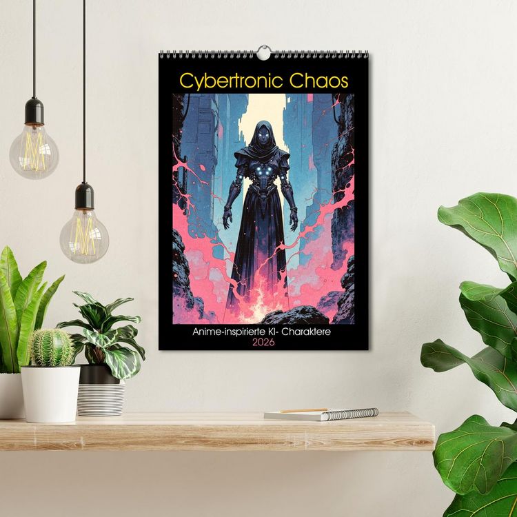 Produktbild: Cybertronic Chaos: Anime-inspirierte KI- Charaktere (Wandkalender 2026 DIN A3 hoch), CALVENDO Monatskalender