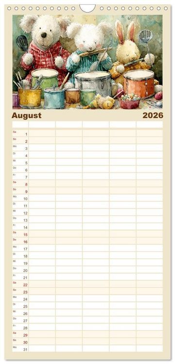 Produktbild: Familienplaner 2026 - Das geheime Leben flauschiger Freunde mit 5 Spalten (Wandkalender, 21 x 45 cm) CALVENDO