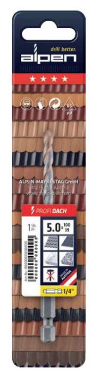 Produktbild: Dachziegelbohrer D.5mm Gesamt-L.100mm ALPEN