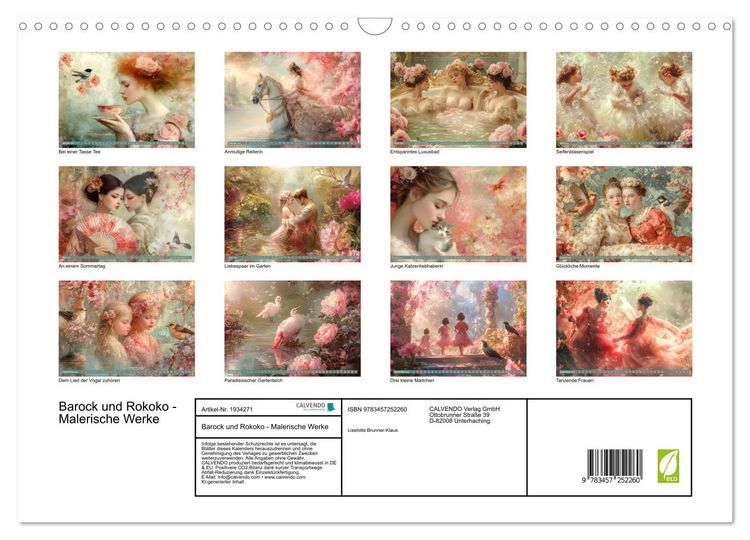 Produktbild: Barock und Rokoko - Malerische Werke (Wandkalender 2026 DIN A3 quer), CALVENDO Monatskalender