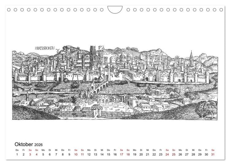 Produktbild: Schedelsche Weltchronik Deutsche St&auml;dte 1493 (Wandkalender 2026 DIN A4 quer), CALVENDO Monatskalender