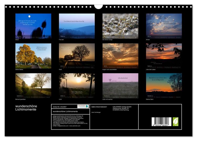 Produktbild: wundersch&ouml;ne Lichtmomente (Wandkalender 2026 DIN A3 quer), CALVENDO Monatskalender