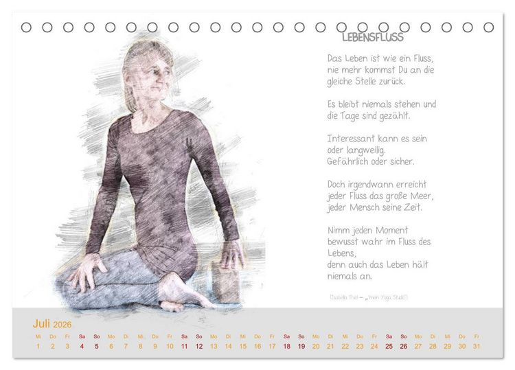 Produktbild: YOGA Inspirationen mit Texten zum Nachdenken (Tischkalender 2026 DIN A5 quer), CALVENDO Monatskalender