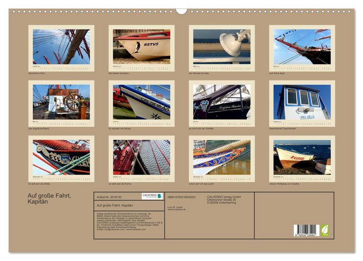 Produktbild: Auf gro&szlig;e Fahrt, Kapit&auml;n (Wandkalender 2026 DIN A2 quer), CALVENDO Monatskalender