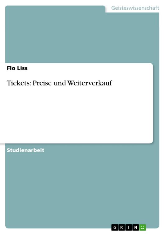 Produktbild: Tickets: Preise und Weiterverkauf