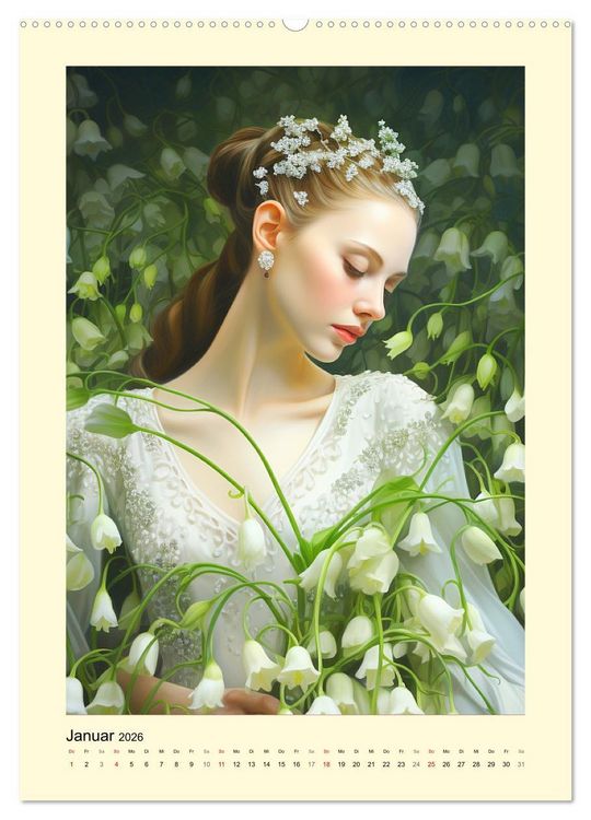 Produktbild: Bl&uuml;tenzauber. Floraler Reigen. Bezaubernde Frauen in Blumenpracht (hochwertiger Premium Wandkalender 2026 DIN A2 hoch), Kunstdruck in Hochglanz