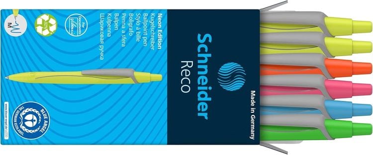 Produktbild: Schneider Kugelschreiber Reco neon, Mine blau, 6er Set
