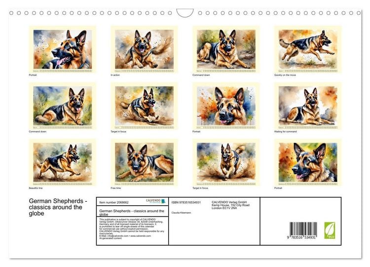 Produktbild: German Shepherds - classics around the globe (Wall Calendar 2026 DIN A3 landscape), CALVENDO 12 Month Wall Calendar