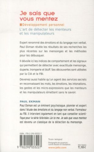Produktbild: Ekman, P: Je sais que vous mentez !