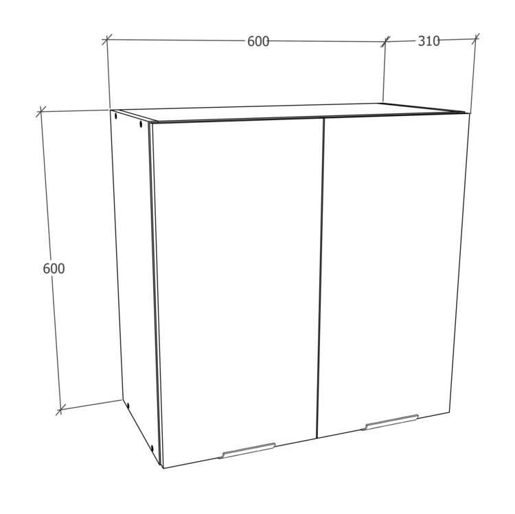 Produktbild: K&uuml;chenschrank B. 60 cm H&auml;ngeschrank K&uuml;che Fasola