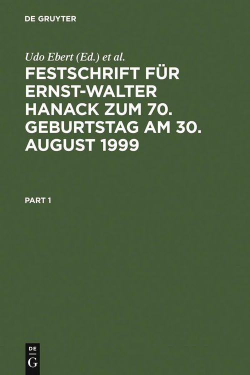 Produktbild: Festschrift f&uuml;r Ernst-Walter Hanack zum 70. Geburtstag am 30. August 1999