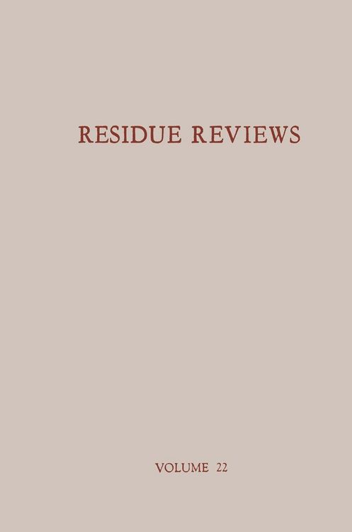 Produktbild: Residue Reviews / R&uuml;ckstands-Berichte