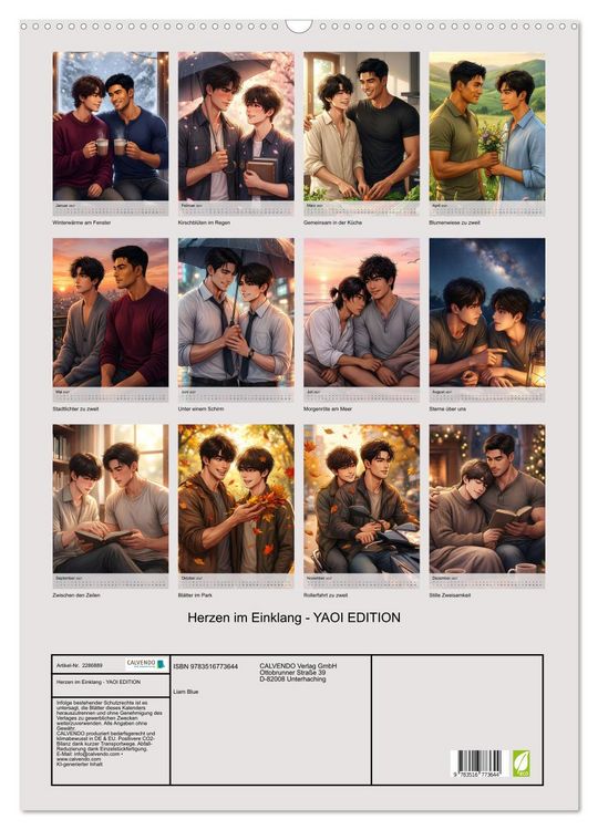 Produktbild: Herzen im Einklang - YAOI EDITION (Wandkalender 2027 DIN A2 hoch), CALVENDO Monatskalender