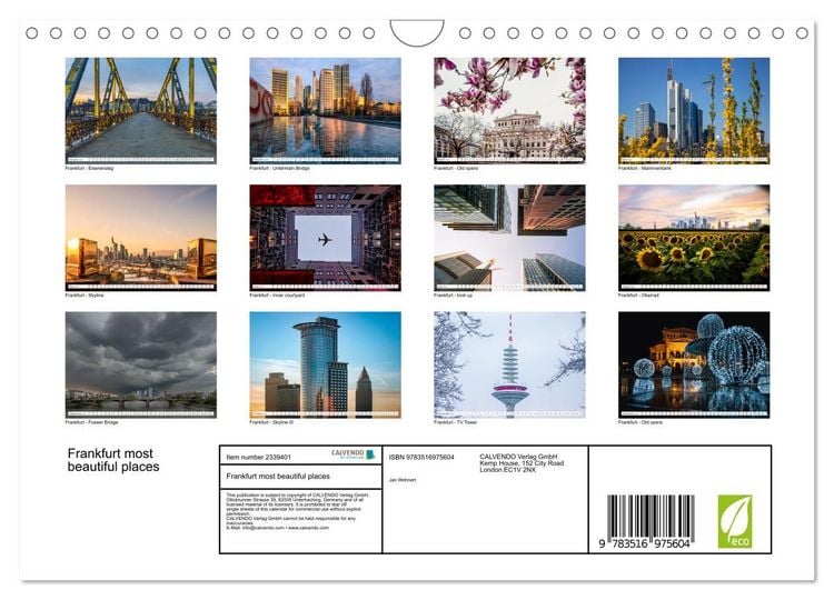 Produktbild: Frankfurt most beautiful places (Wall Calendar 2027 DIN A4 landscape), CALVENDO 12 Month Wall Calendar