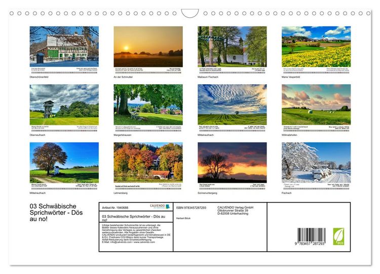 Produktbild: 03 Schw&auml;bische Sprichw&ouml;rter - D&ouml;s au no! (Wandkalender 2026 DIN A3 quer), CALVENDO Monatskalender