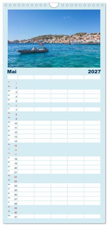 Produktbild: Familienplaner 2027 - Insel Chalki mit 5 Spalten (Wandkalender, 21 x 45 cm) CALVENDO