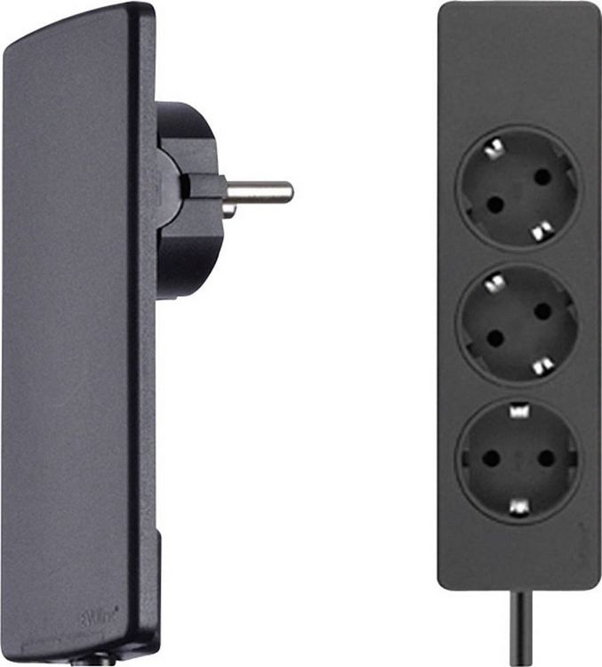 Produktbild: EVOline 151000156100 Steckdosenleiste 3fach Schwarz Schutzkontakt 1St.