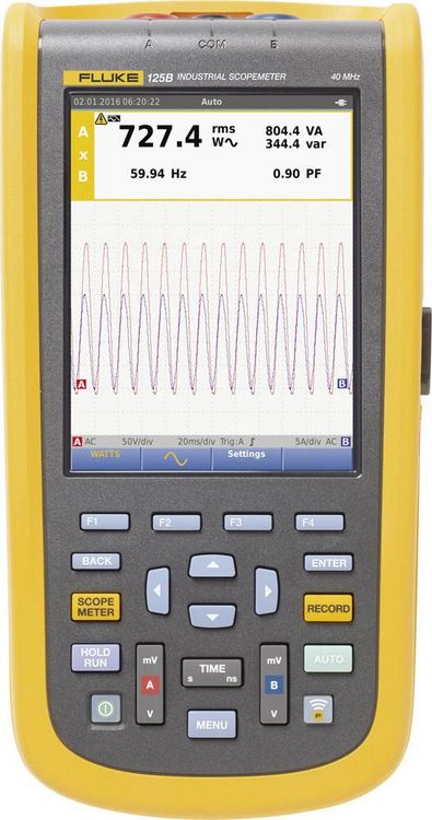 Produktbild: Fluke 125B/EU/S Hand-Oszilloskop 40MHz 2-Kanal 4 GSa/s Multimeter-Funktionen 1St.