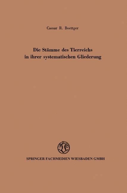 Produktbild: Die St&auml;mme des Tierreichs in ihrer systematischen Gliederung
