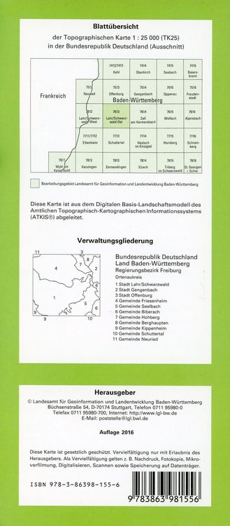 Produktbild: Lahr/Schwarzwald Ost 1 : 25 000