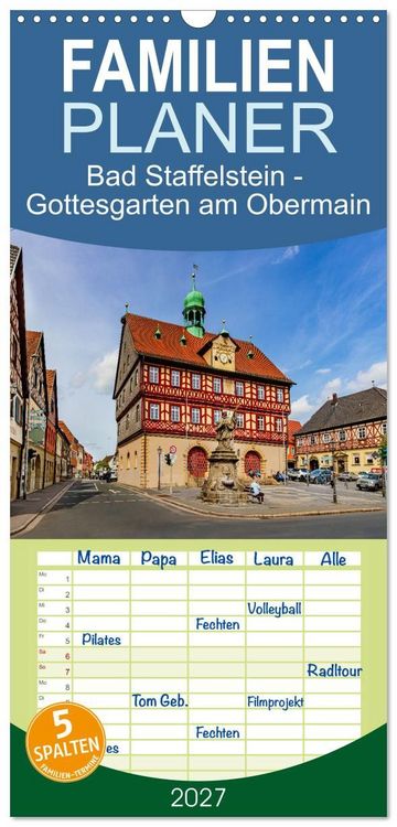 Produktbild: Familienplaner 2027 - Bad Staffelstein - Gottesgarten am Obermain mit 5 Spalten (Wandkalender, 21 x 45 cm) CALVENDO