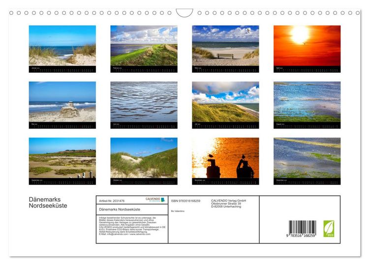 Produktbild: D&auml;nemarks Nordseek&uuml;ste (Wandkalender 2026 DIN A3 quer), CALVENDO Monatskalender