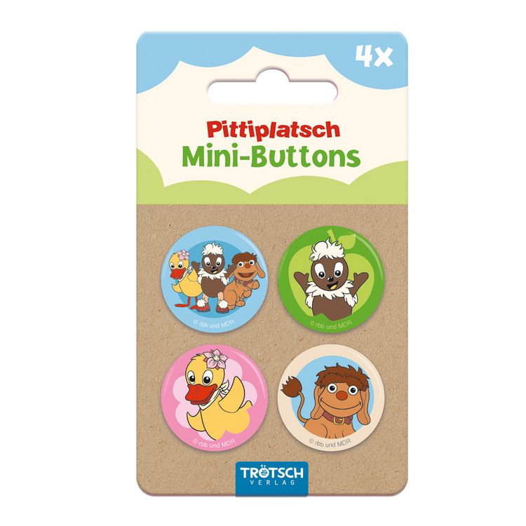 Produktbild: Tr&ouml;tsch Unser Sandm&auml;nnchen Mini-Buttons 4er Set Pitti und Freunde