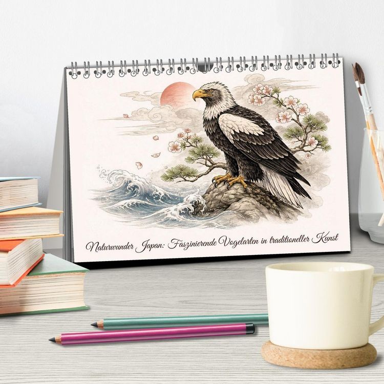 Produktbild: Naturwunder Japan: Faszinierende Vogelarten in traditioneller Kunst (Tischkalender 2027 DIN A5 quer), CALVENDO Monatskalender