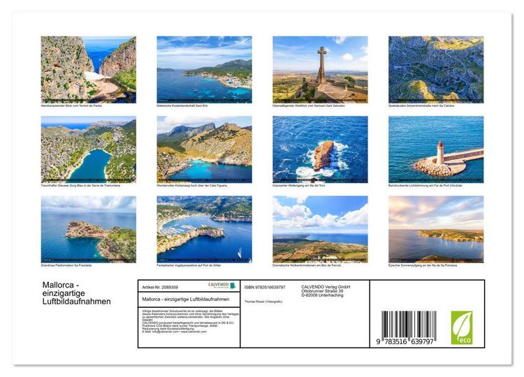 Produktbild: Mallorca - einzigartige Luftbildaufnahmen (Wandkalender 2026 DIN A4 quer), CALVENDO Monatskalender