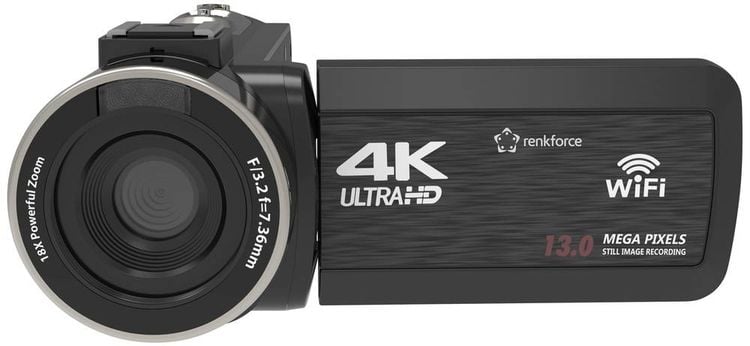 Produktbild: Renkforce RF-5798910 4K Camcorder 7.6cm 3 Zoll 13 Megapixel Schwarz
