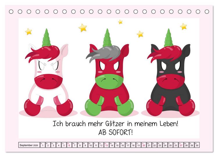 Produktbild: Unicorns. Einhorn-Spr&uuml;che und Weisheiten! (Tischkalender 2026 DIN A5 quer), CALVENDO Monatskalender